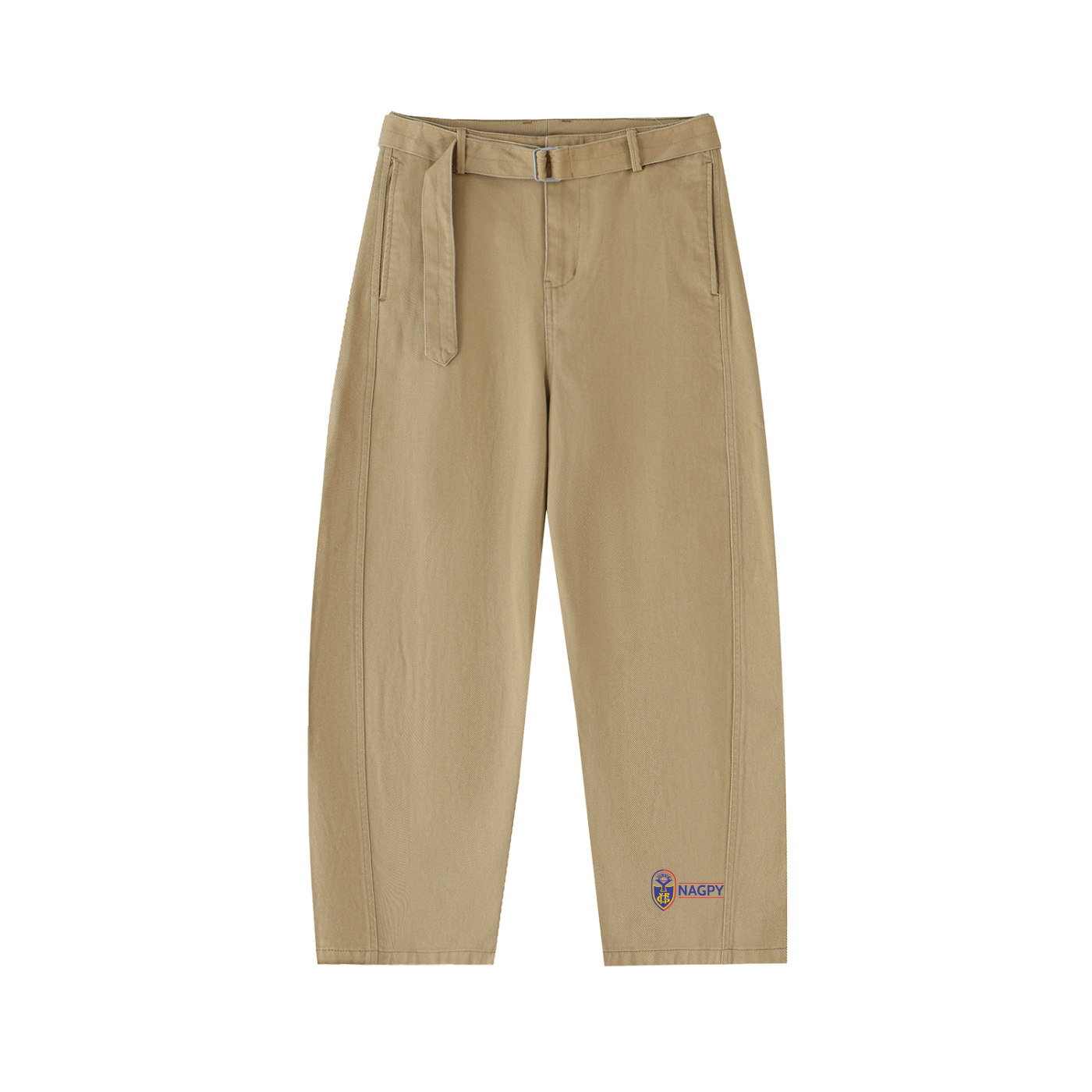 NAGPY Twisted-Seam Belted Curved-Blade Pants (TapStitch)