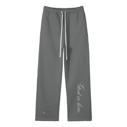 Unisex Solid Color Fleece Straight Leg Pants