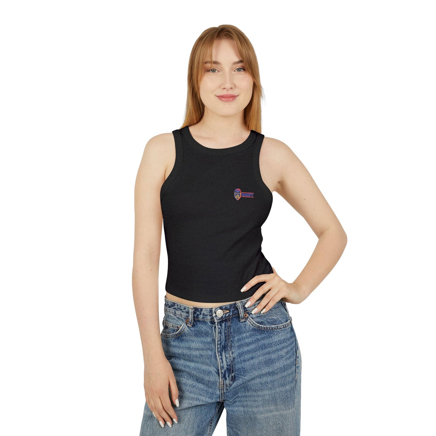 NAGPY Women's Micro Rib Racer Tank Top (Printify)