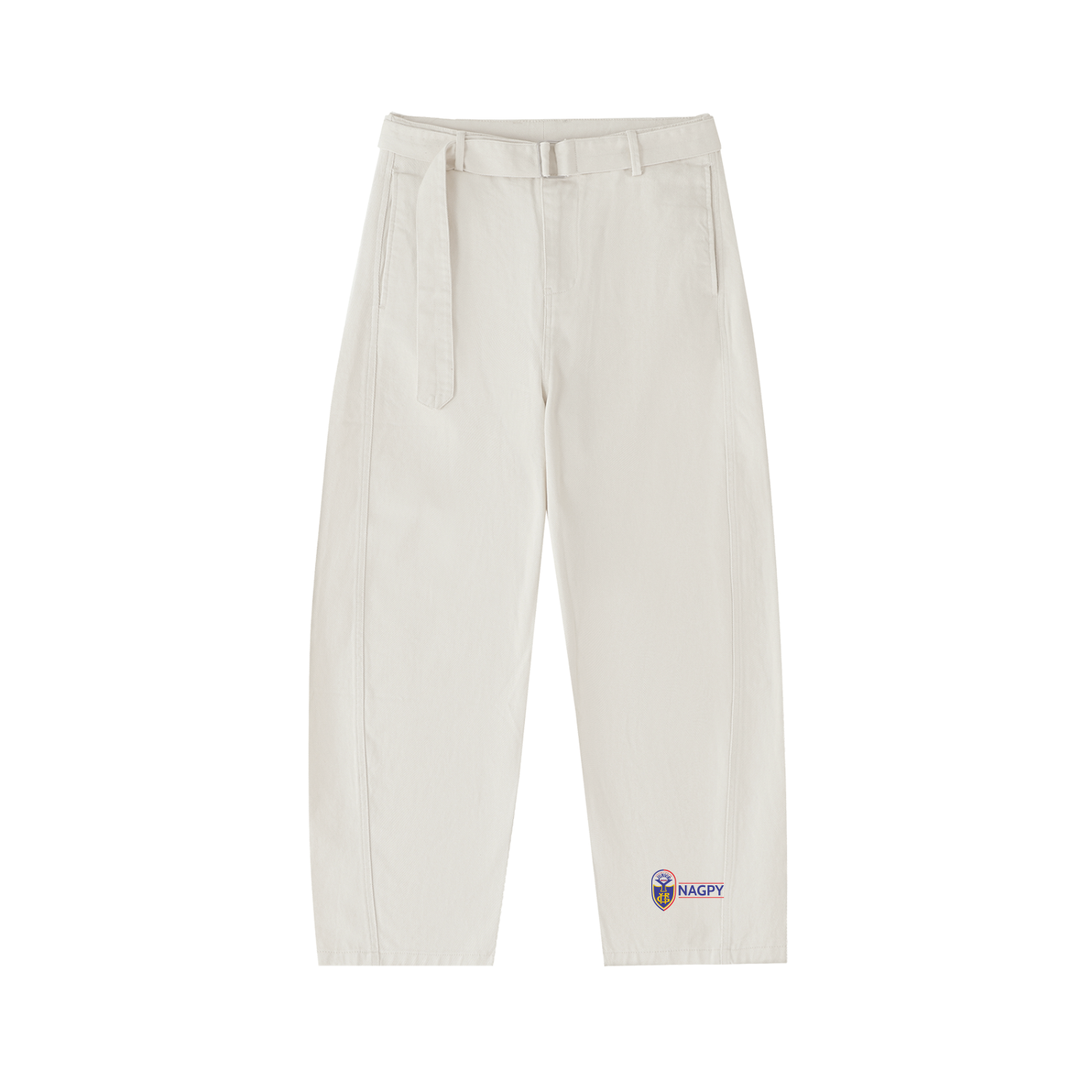 NAGPY Twisted-Seam Belted Curved-Blade Pants (TapStitch)