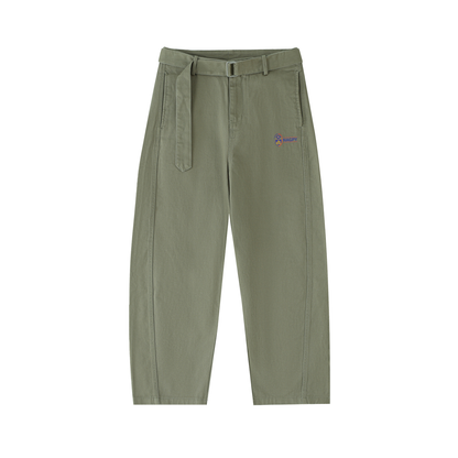 NAGPY Twisted-Seam Belted Curved-Blade Pants