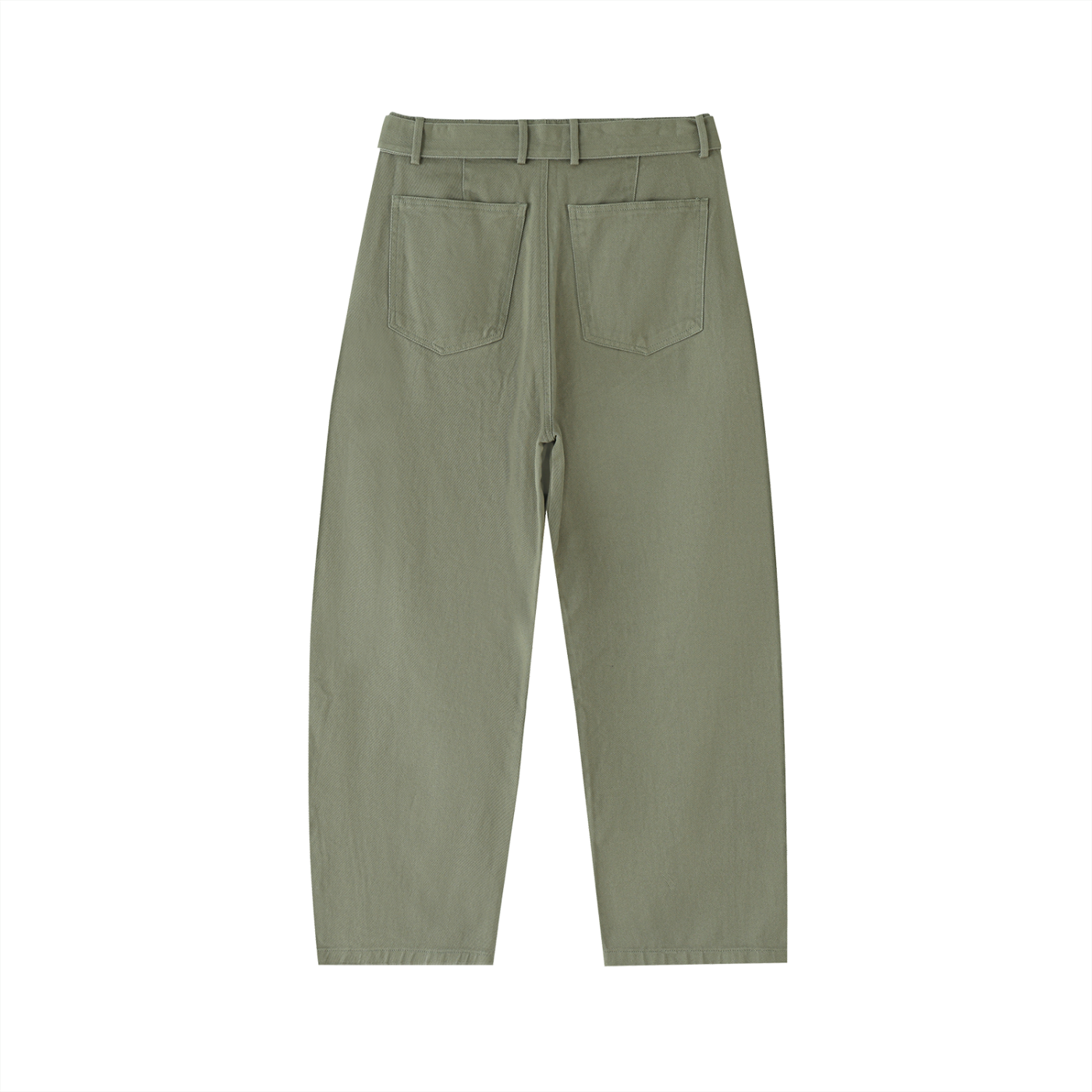 NAGPY Twisted-Seam Belted Curved-Blade Pants