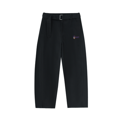 NAGPY Twisted-Seam Belted Curved-Blade Pants