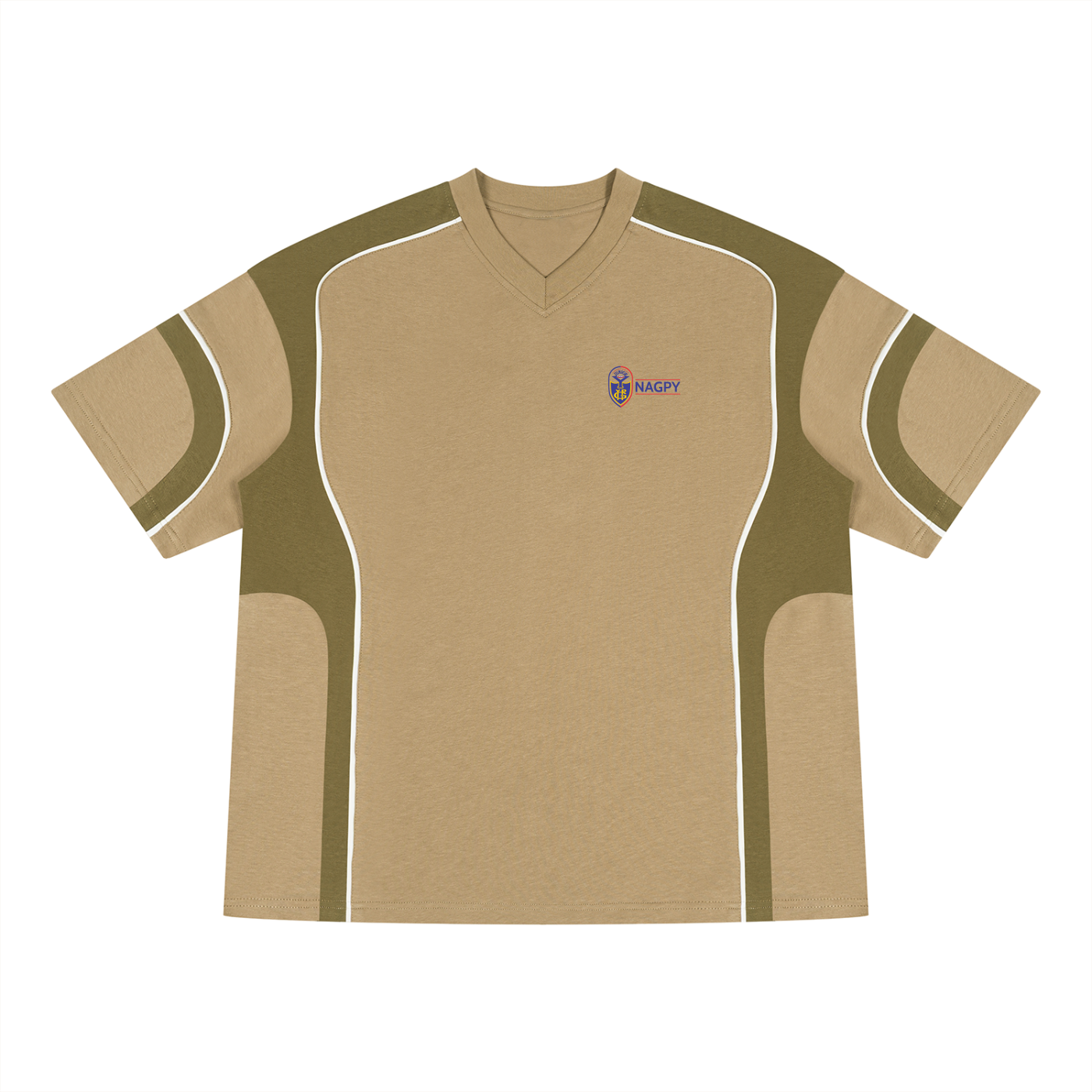 Unisex Color Block V-Neck T-Shirt