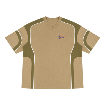 Unisex Color Block V-Neck T-Shirt