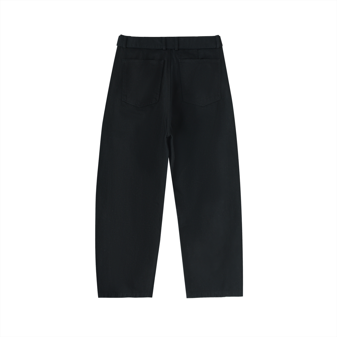 NAGPY Twisted-Seam Belted Curved-Blade Pants
