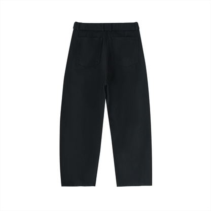 NAGPY Twisted-Seam Belted Curved-Blade Pants