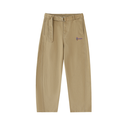 NAGPY Twisted-Seam Belted Curved-Blade Pants
