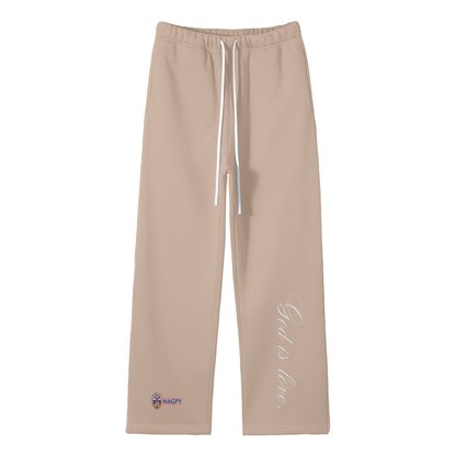 Unisex Solid Color Fleece Straight Leg Pants