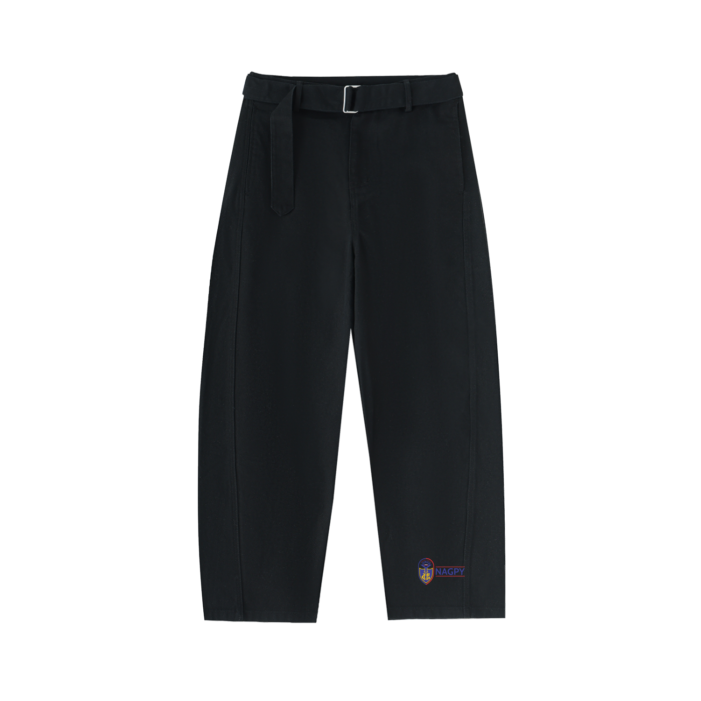 NAGPY Twisted-Seam Belted Curved-Blade Pants (TapStitch)