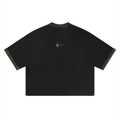 NAGPY Unisex Mineral Washed Boxy Panel T-Shirt