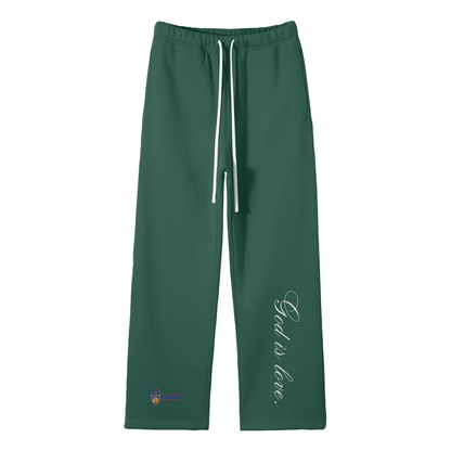 Unisex Solid Color Fleece Straight Leg Pants