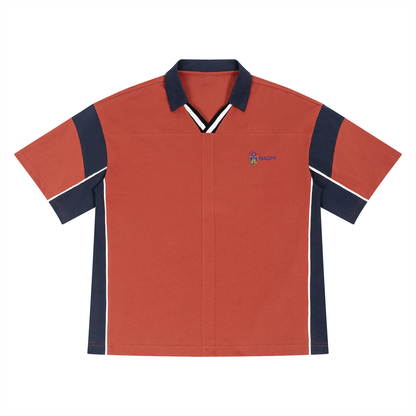 Unisex Boxy Color Block Polo Shirt